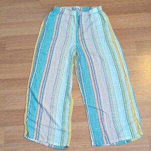 Lightweight Striped Wide-Leg Lounge Pants - Aqua, Yellow, Pink